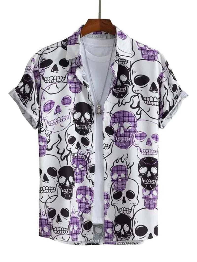 Men's Astronaut Printed Shirts 2023 Summer Short Shirt Men's