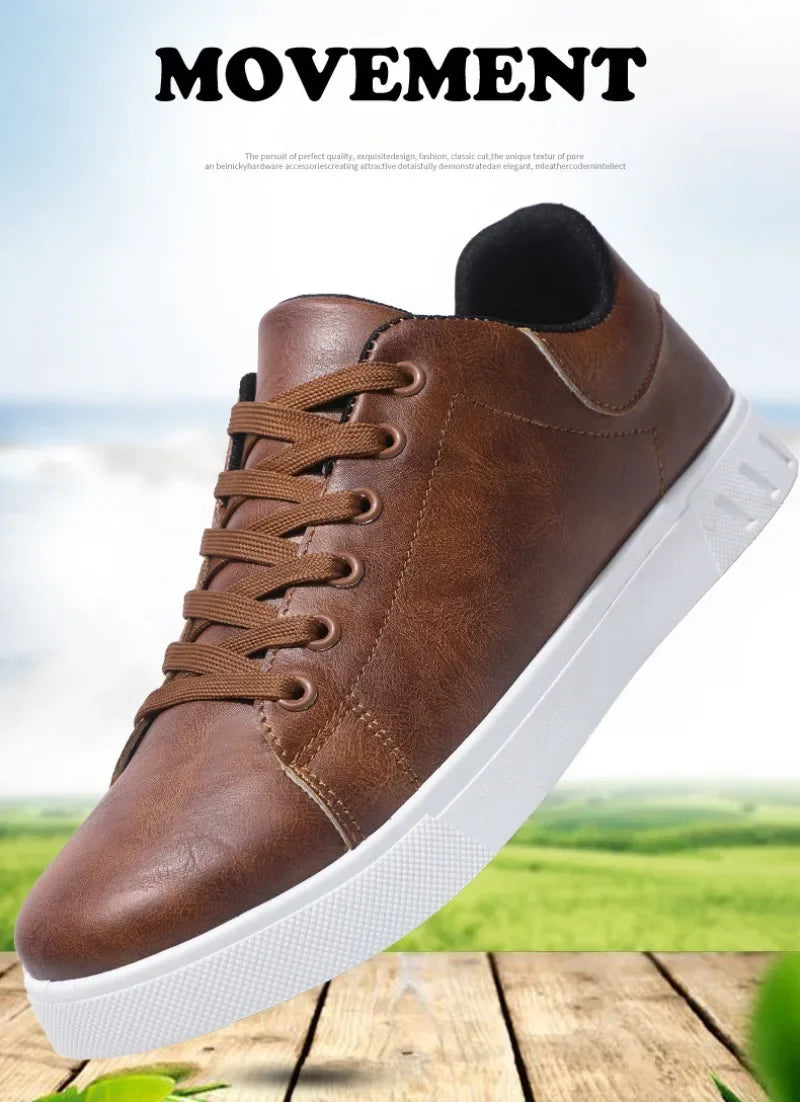 Casual Shoes British Leather Sneakers Flats Shoes Classic Men Leather Shoes Spring Summer New Trendy All-match Platform