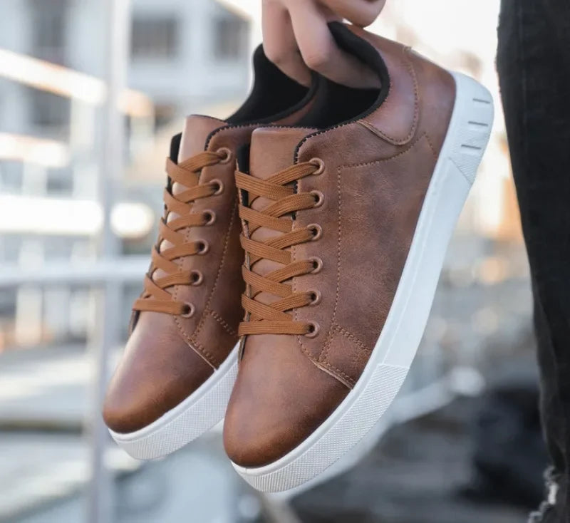 Casual Shoes British Leather Sneakers Flats Shoes Classic Men Leather Shoes Spring Summer New Trendy All-match Platform