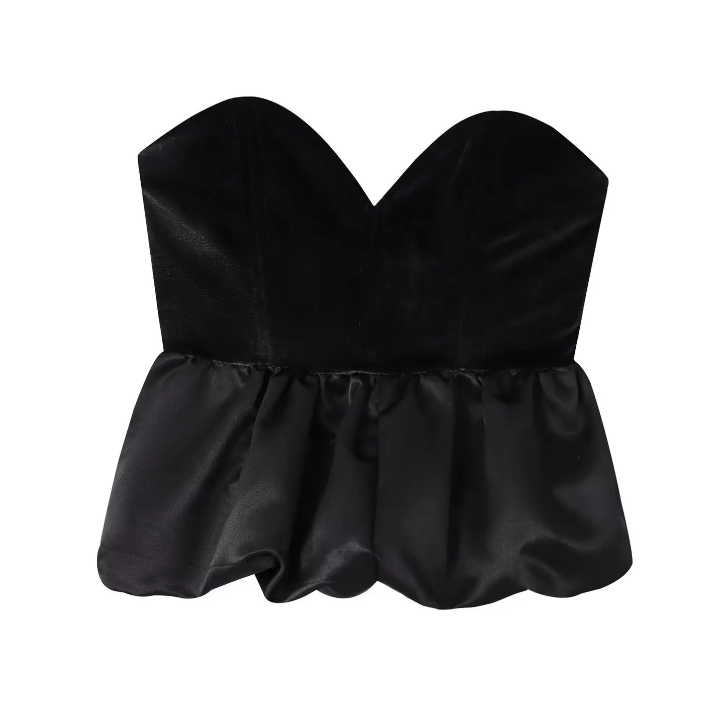 TFMLN New Velvet Women's Tops 2025 Spring Female Black Slim Sexy Splicing Harajuku Fashion Short Clothing