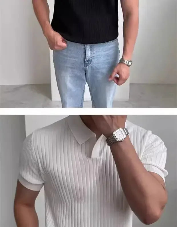 Men's Slim Polo ShirtBusiness Fashion Short Sleeve T-shirt For Mature Men