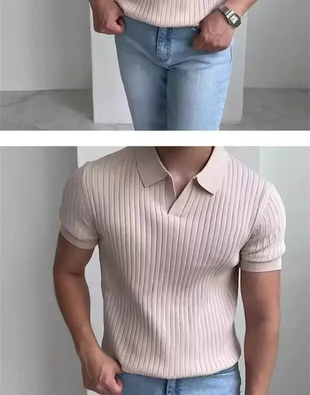 Men's Slim Polo ShirtBusiness Fashion Short Sleeve T-shirt For Mature Men