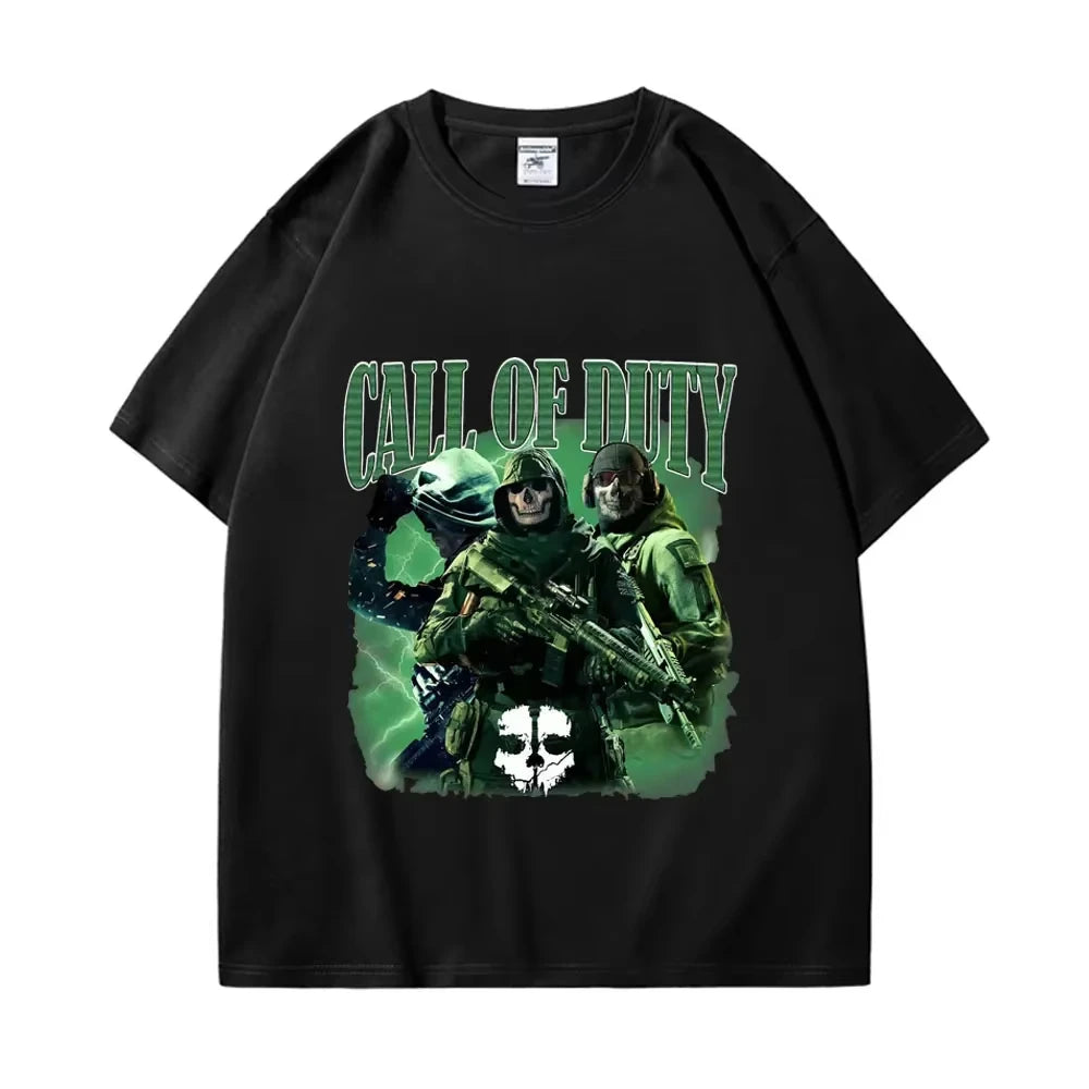 Call of Duty Ghost MW2 T-Shirt Men's Women Clothing O-neck Short Sleeve Top Trendy Streetwear Casual Cotton Summer Oversized Tee