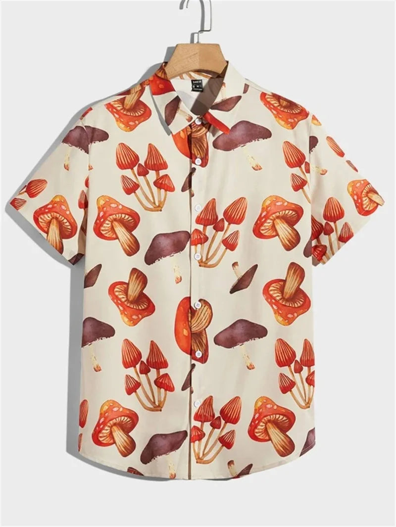 Men's Astronaut Printed Shirts 2023 Summer Short Shirt Men's
