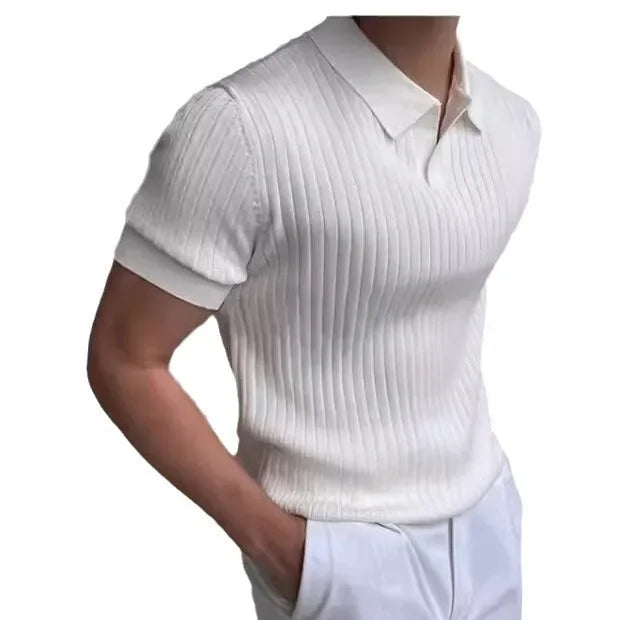Men's Slim Polo ShirtBusiness Fashion Short Sleeve T-shirt For Mature Men