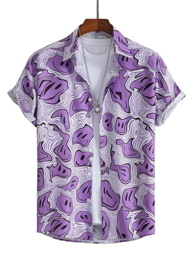 Men's Astronaut Printed Shirts 2023 Summer Short Shirt Men's