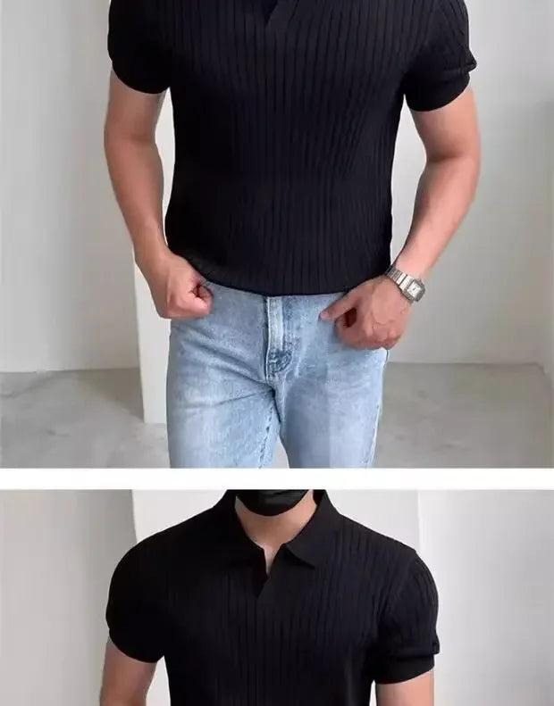 Men's Slim Polo ShirtBusiness Fashion Short Sleeve T-shirt For Mature Men