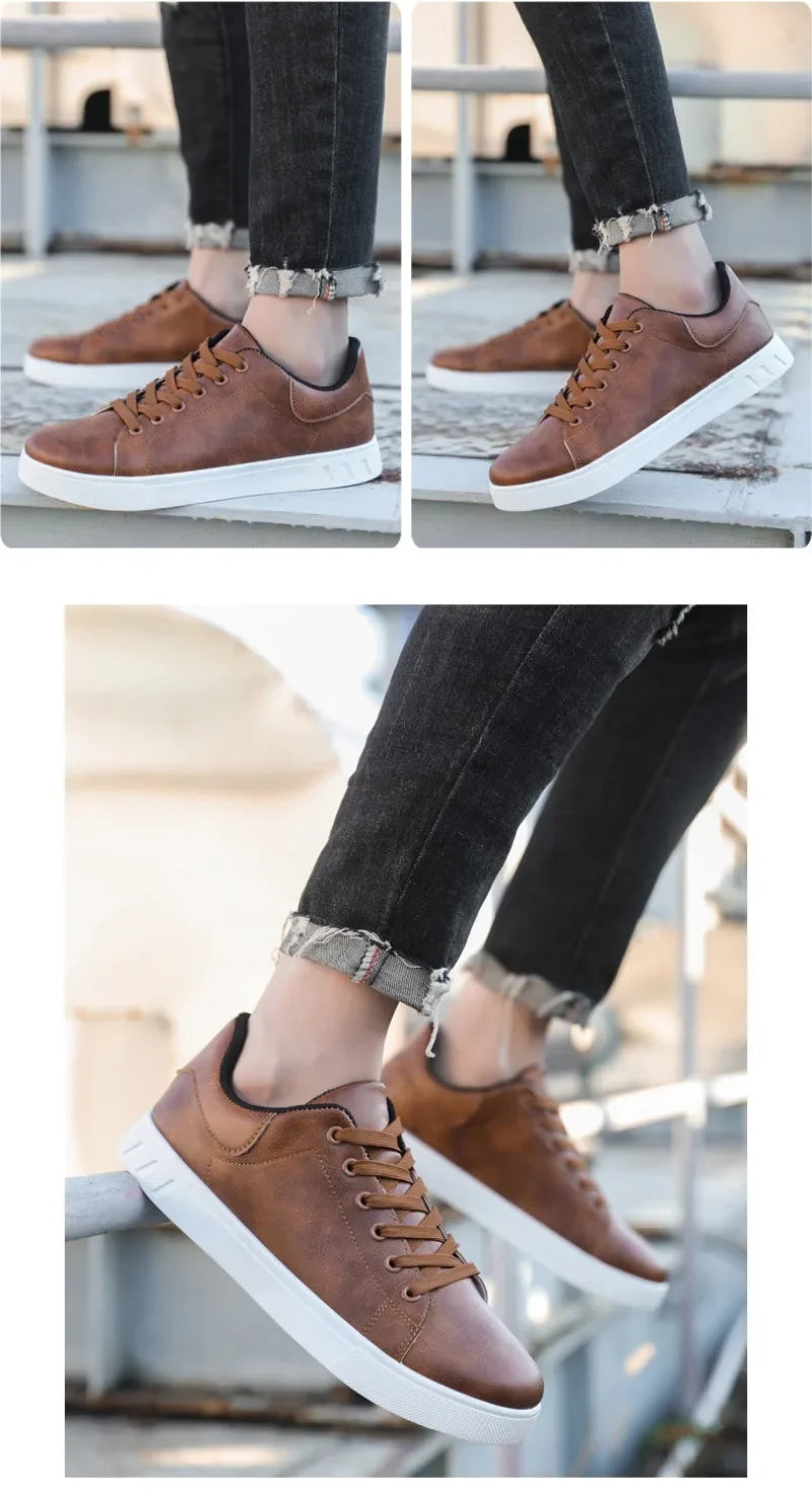 Casual Shoes British Leather Sneakers Flats Shoes Classic Men Leather Shoes Spring Summer New Trendy All-match Platform