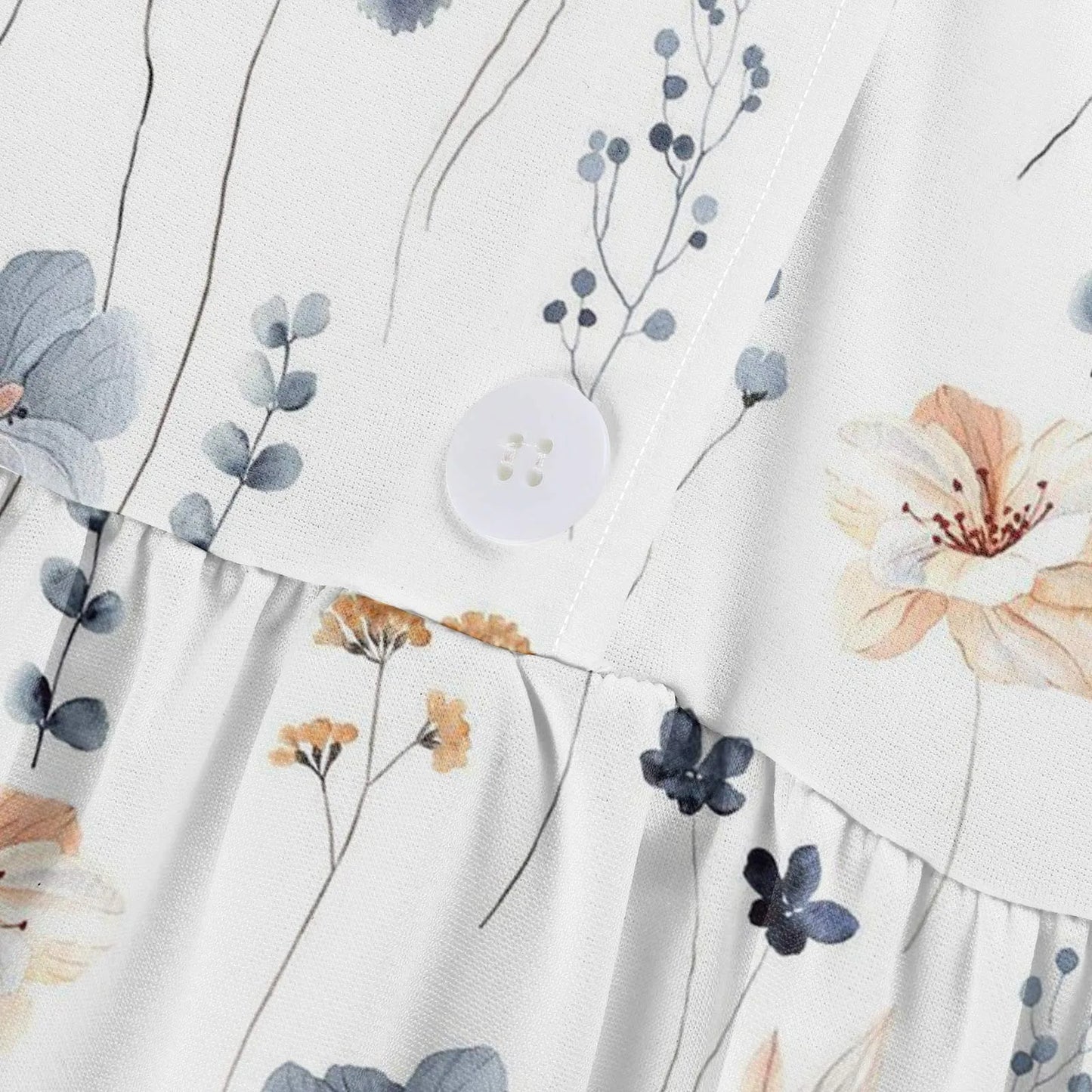 Women'S Fashion Vintage Floral Print Lapel Button Three Quarter Sleeves Strappy Dress Vestidos Verano Moda 2025 Summer Dress