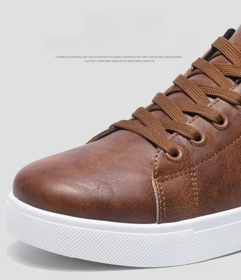 Casual Shoes British Leather Sneakers Flats Shoes Classic Men Leather Shoes Spring Summer New Trendy All-match Platform