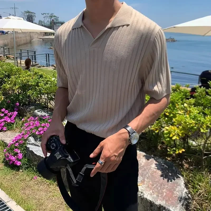 Men's Slim Polo ShirtBusiness Fashion Short Sleeve T-shirt For Mature Men