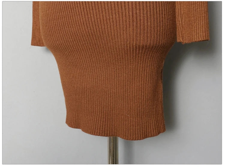 Women Turtleneck Warm Bodycon Dress Long Sleeve Knit Solid Office Pullover Sexy Mini Dress for Ladies 2025