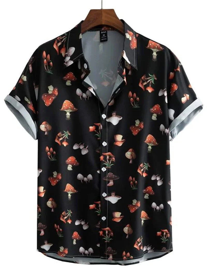 Men's Astronaut Printed Shirts 2023 Summer Short Shirt Men's