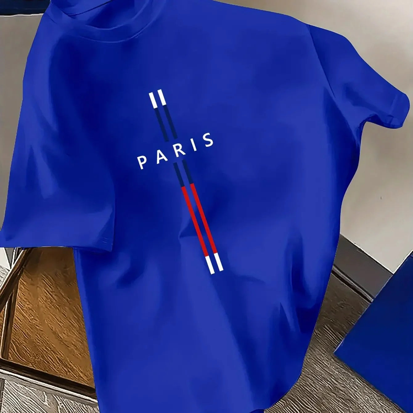 Summer Men 100% cotton fashion casual loose fit plus size Paris letter print round neck short sleeve T-shirt top