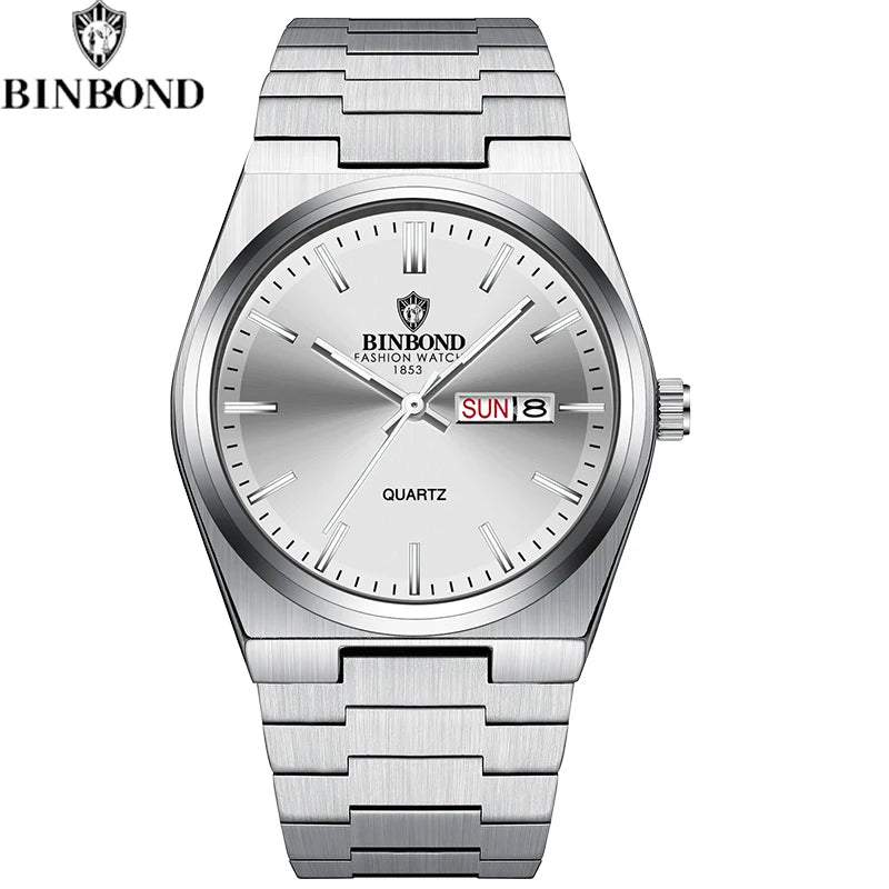 Fashion New Men Business Watch Leisure Quartz Stainless Steel Buckle Watches Waterproof Luminous Calendar Men's Watches