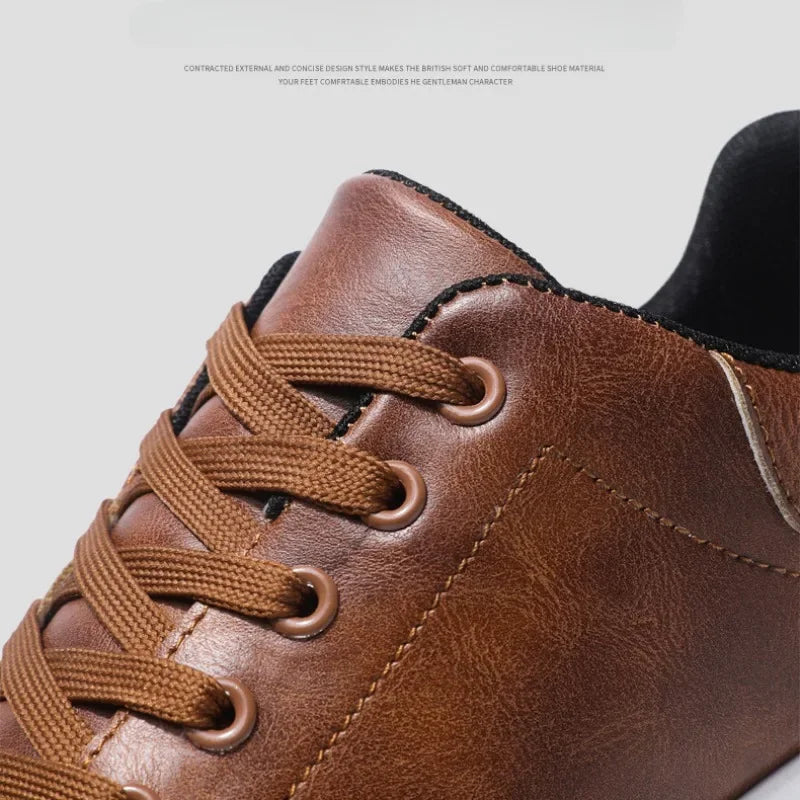 Casual Shoes British Leather Sneakers Flats Shoes Classic Men Leather Shoes Spring Summer New Trendy All-match Platform
