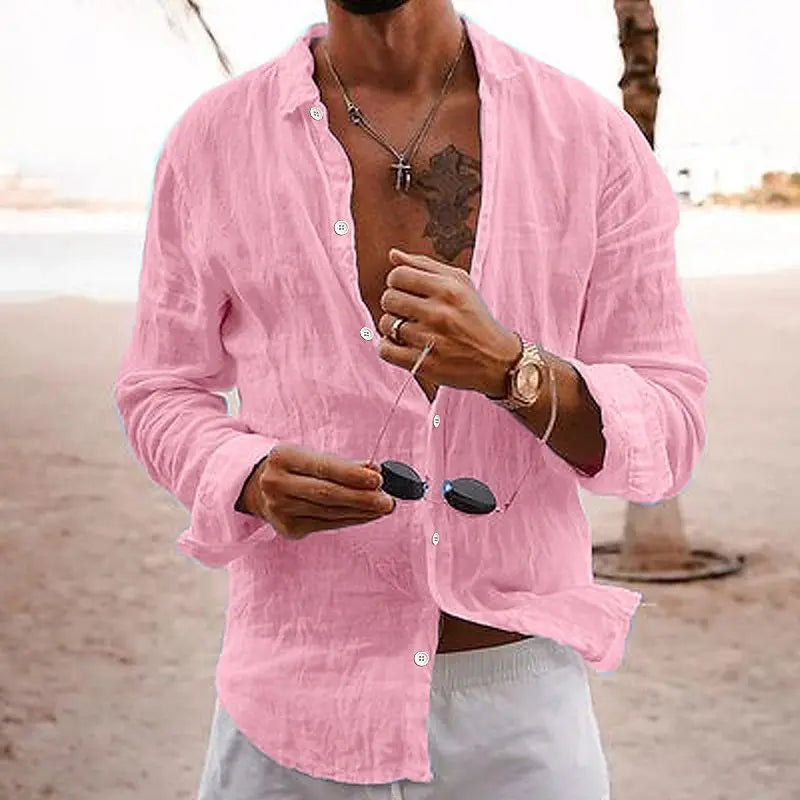 Men's Summer Shirt Cotton Linen Long