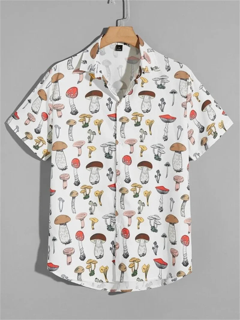 Men's Astronaut Printed Shirts 2023 Summer Short Shirt Men's