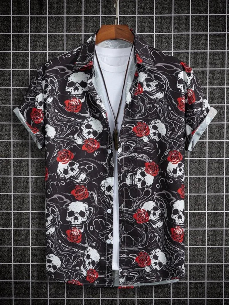 Men's Astronaut Printed Shirts 2023 Summer Short Shirt Men's