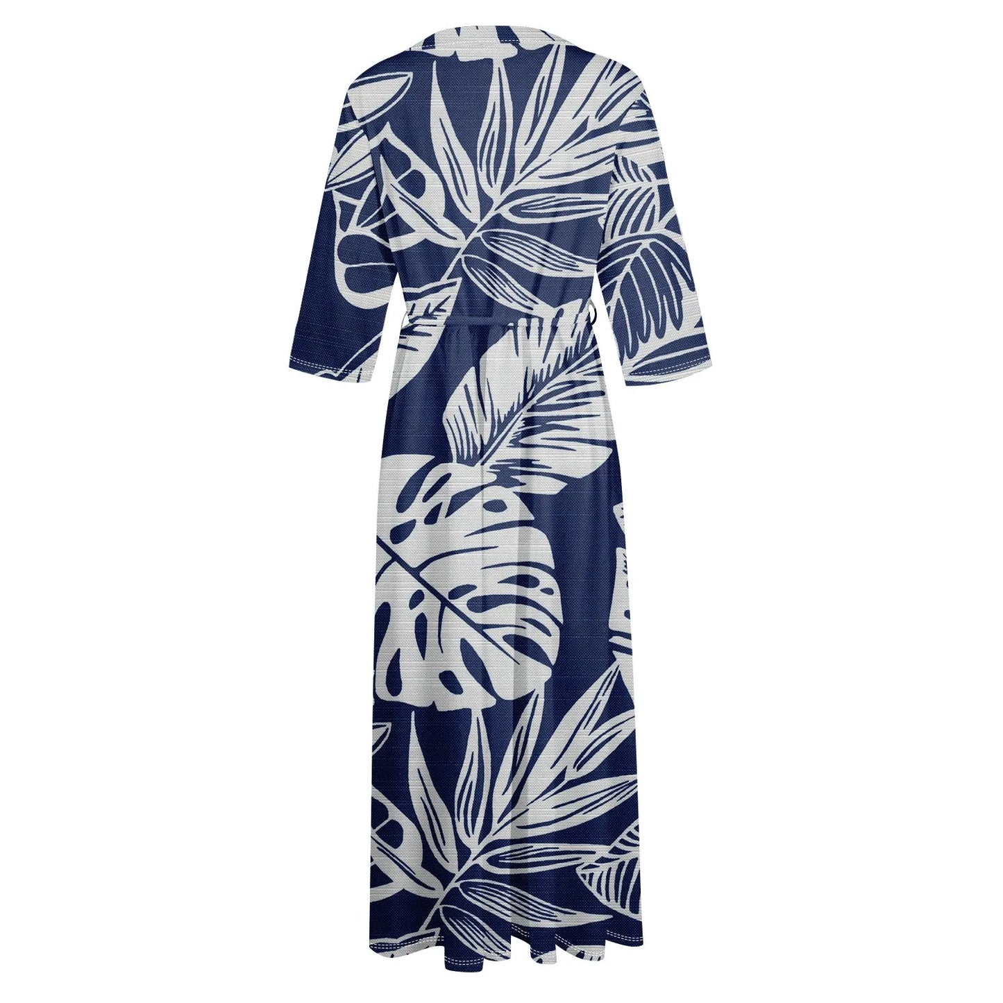 Women'S Fashion Vintage Floral Print Lapel Button Three Quarter Sleeves Strappy Dress Vestidos Verano Moda 2025 Summer Dress