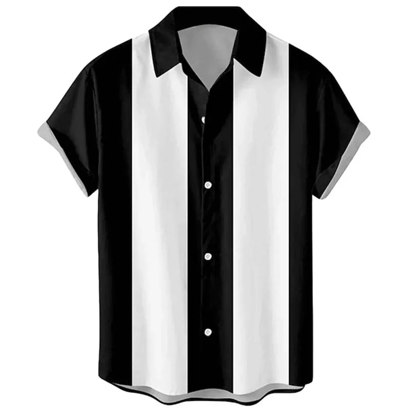 Men's Casual Striped Shirts Men's Cartoon Printed Shirts