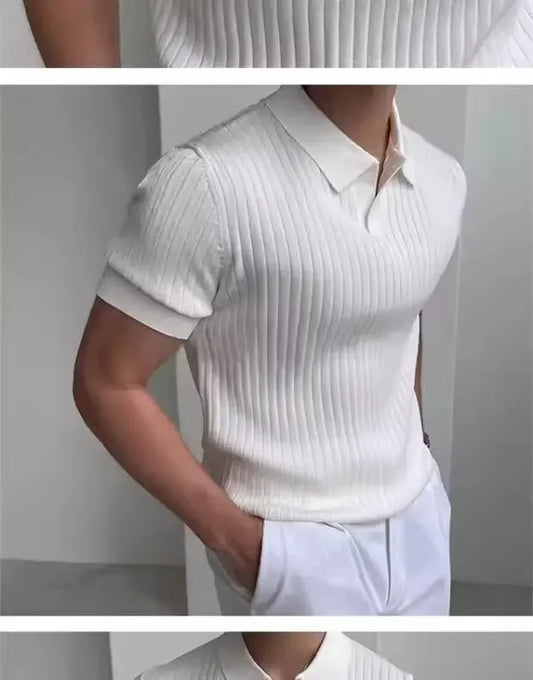 Men's Slim Polo ShirtBusiness Fashion Short Sleeve T-shirt For Mature Men