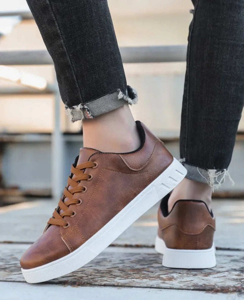 Casual Shoes  British Leather Sneakers Flats Shoes Classic Men Leather Shoes Spring Summer New Trendy All-match Platform