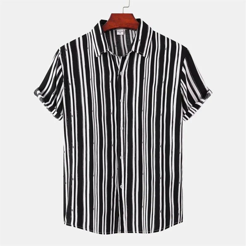 Hawaiian Fashion Black White Shirt For Men Casua