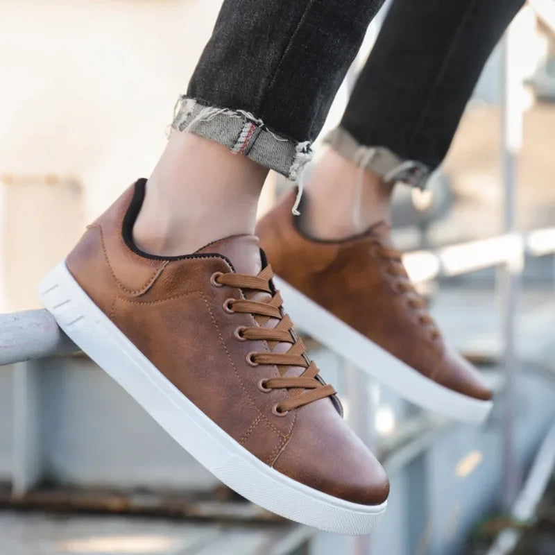 Casual Shoes  British Leather Sneakers Flats Shoes Classic Men Leather Shoes Spring Summer New Trendy All-match Platform