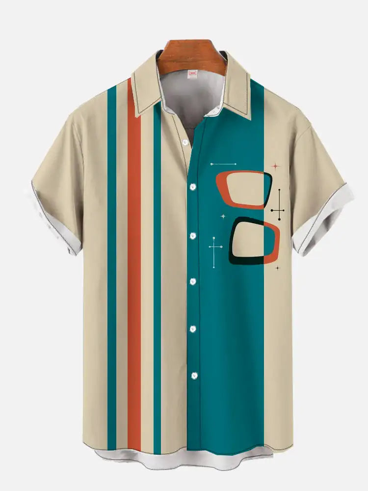 Men's Casual Striped Shirts Men's Cartoon Printed Shirts
