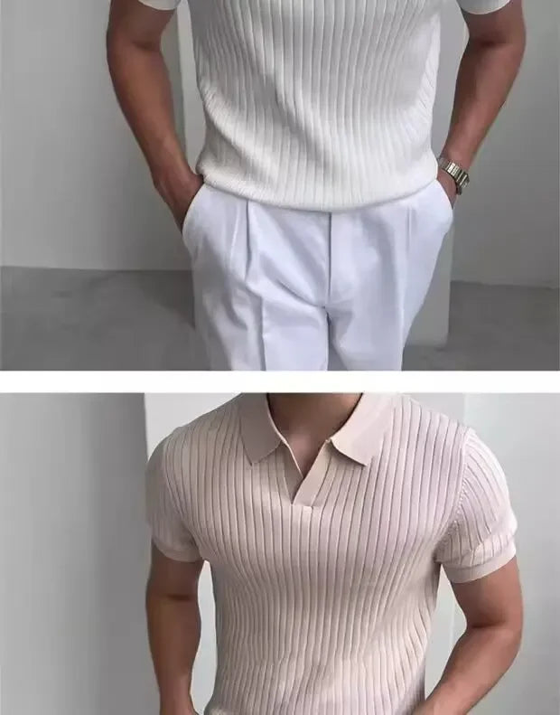 Men's Slim Polo ShirtBusiness Fashion Short Sleeve T-shirt For Mature Men