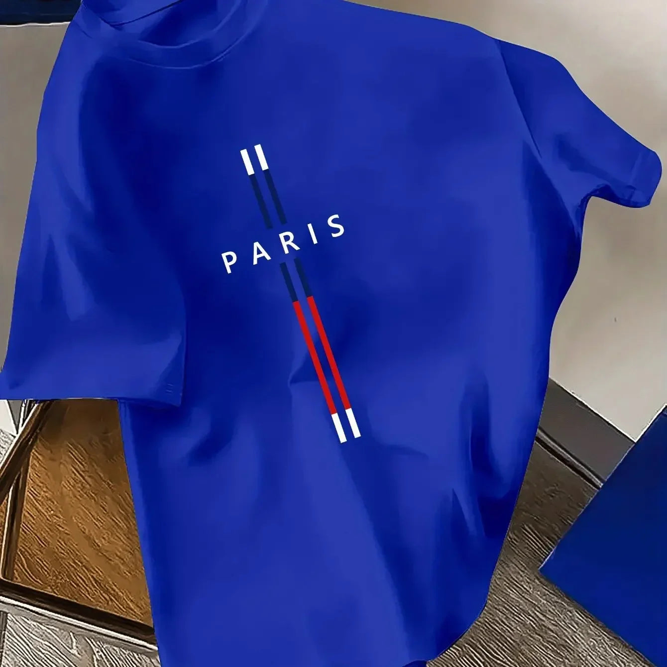 Summer Men 100% cotton fashion casual loose fit plus size Paris letter print round neck short sleeve T-shirt top