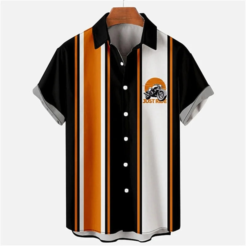 Men's Casual Striped Shirts Men's Cartoon Printed Shirts