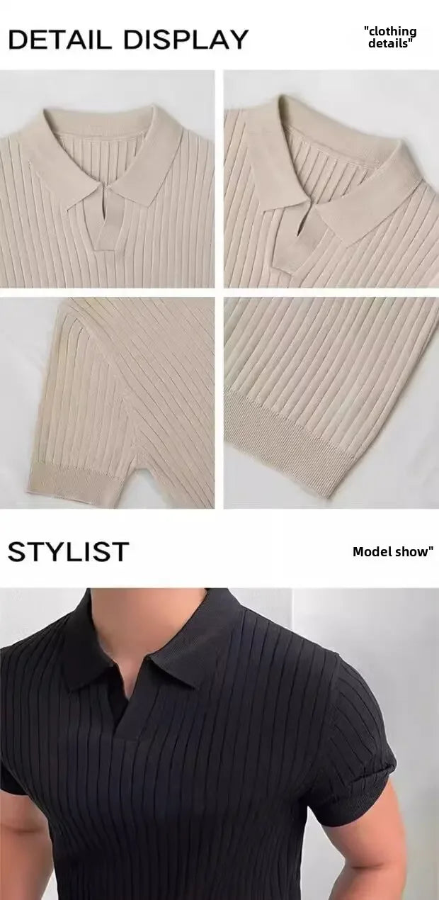 Men's Slim Polo ShirtBusiness Fashion Short Sleeve T-shirt For Mature Men