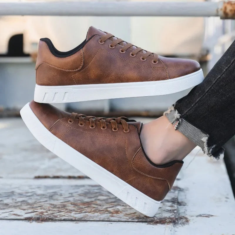 Casual Shoes  British Leather Sneakers Flats Shoes Classic Men Leather Shoes Spring Summer New Trendy All-match Platform