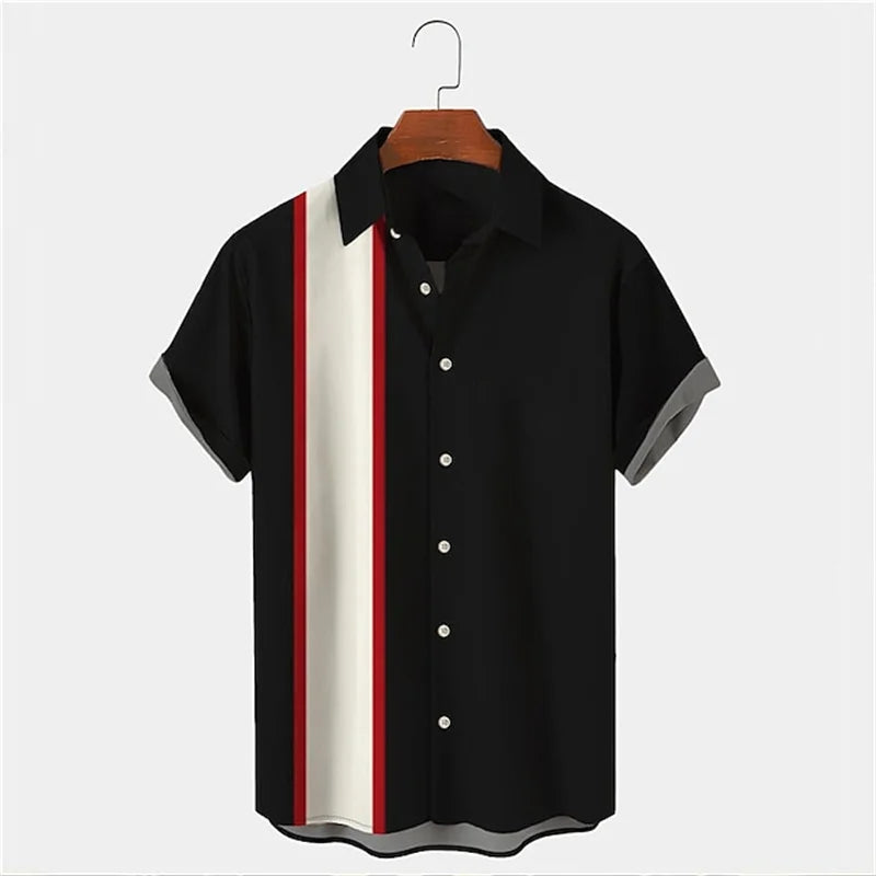 Men's Casual Striped Shirts Men's Cartoon Printed Shirts