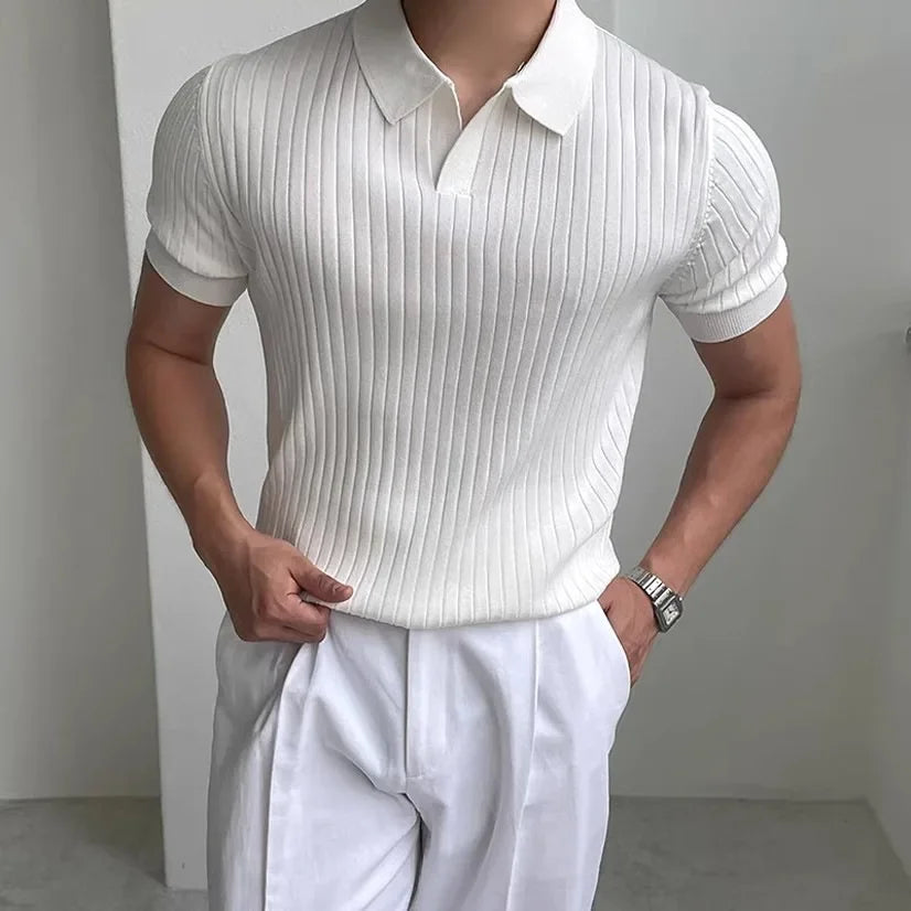 Men's Slim Polo ShirtBusiness Fashion Short Sleeve T-shirt For Mature Men