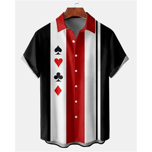 Men's Casual Striped Shirts Men's Cartoon Printed Shirts
