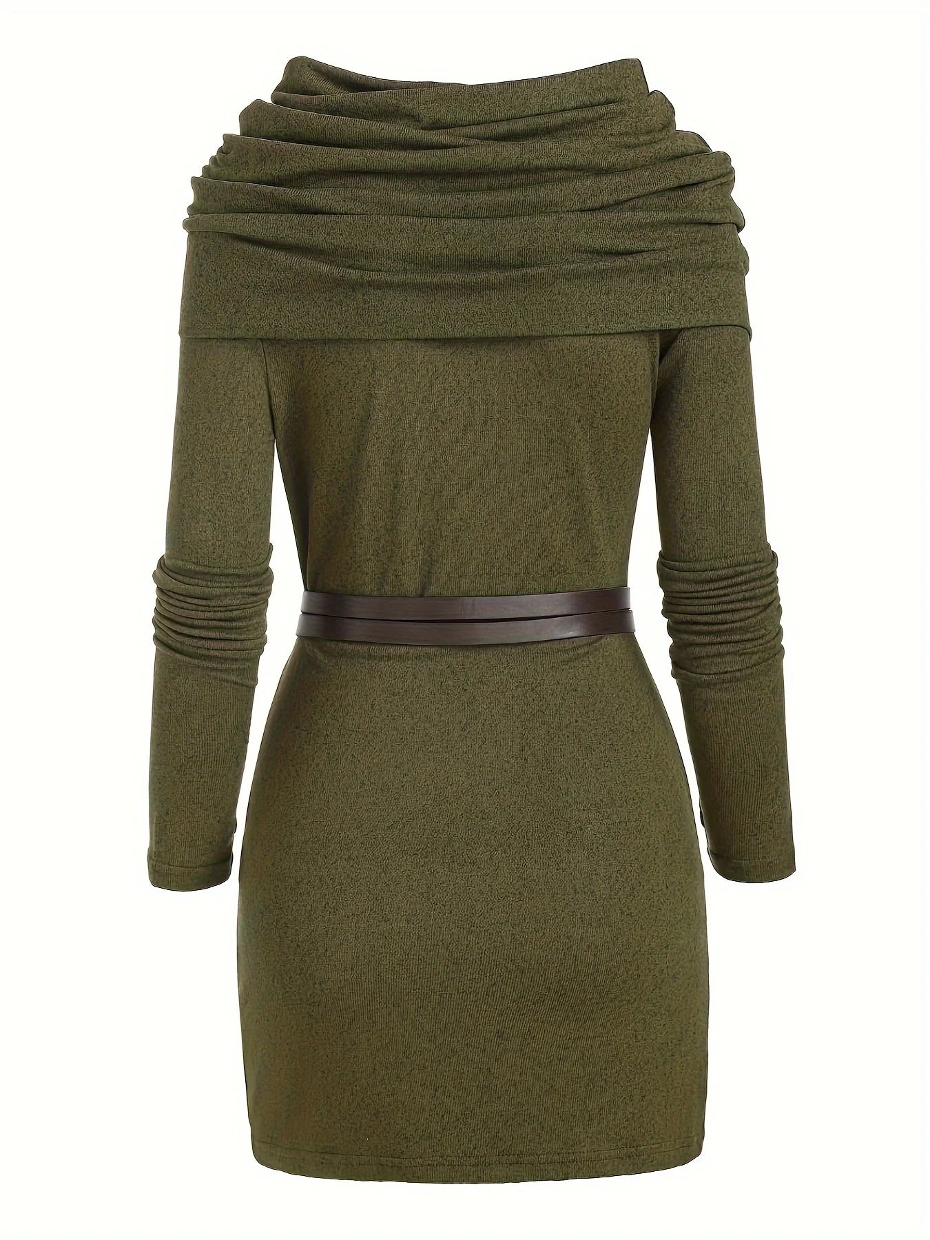 European and  fashion women's temperament commuter pile collar solid color knitted dress