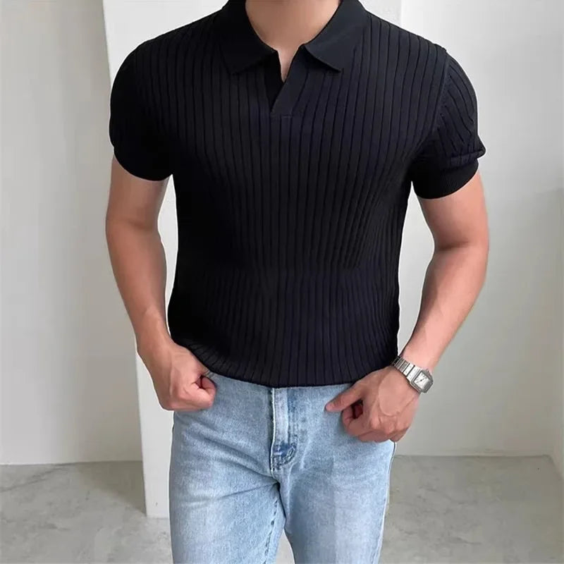 Men's Slim Polo ShirtBusiness Fashion Short Sleeve T-shirt For Mature Men