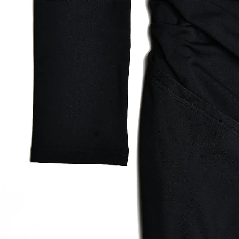 Mozision Oblique Shoulder Thigh High Split Maxi Dress Women Long Sleeve Backless Bodycon Sexy Club Party Long Dress Vestidos