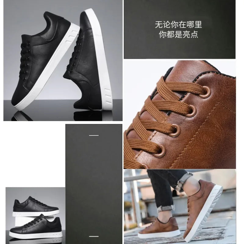 Casual Shoes  British Leather Sneakers Flats Shoes Classic Men Leather Shoes Spring Summer New Trendy All-match Platform