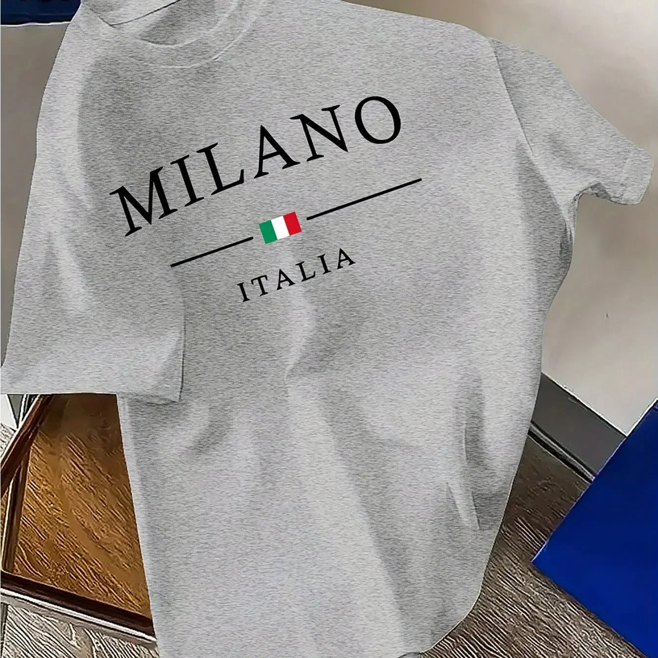 Summer fashion men's T-shirt 100% pure cotton printed casual Milan Italian soft and breathable short-sleeved T-shirt for men