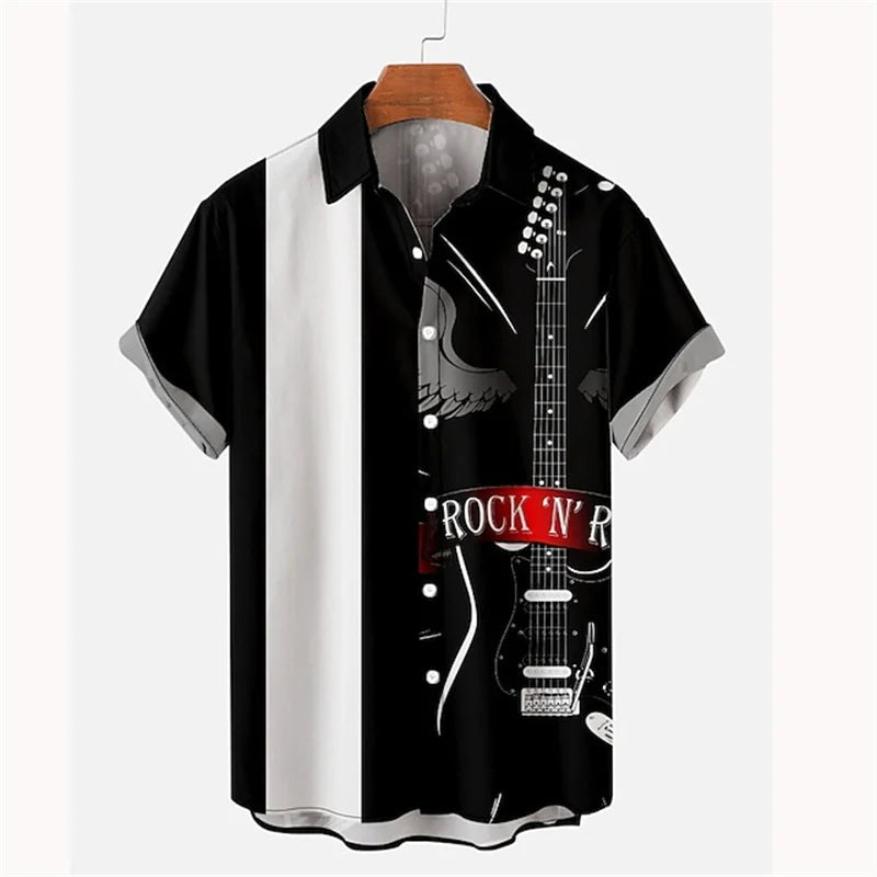 Men's Casual Striped Shirts Men's Cartoon Printed Shirts