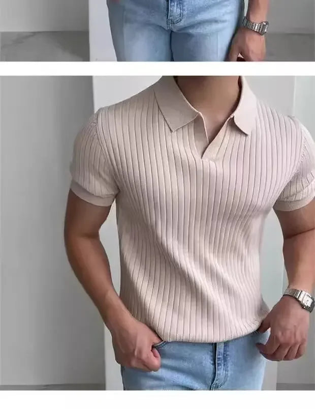 Men's Slim Polo ShirtBusiness Fashion Short Sleeve T-shirt For Mature Men