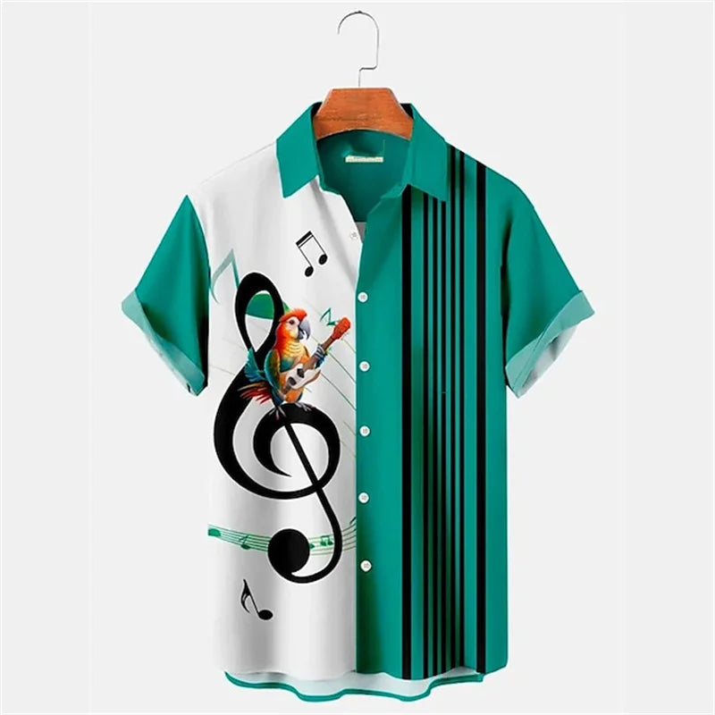 Men's Casual Striped Shirts Men's Cartoon Printed Shirts