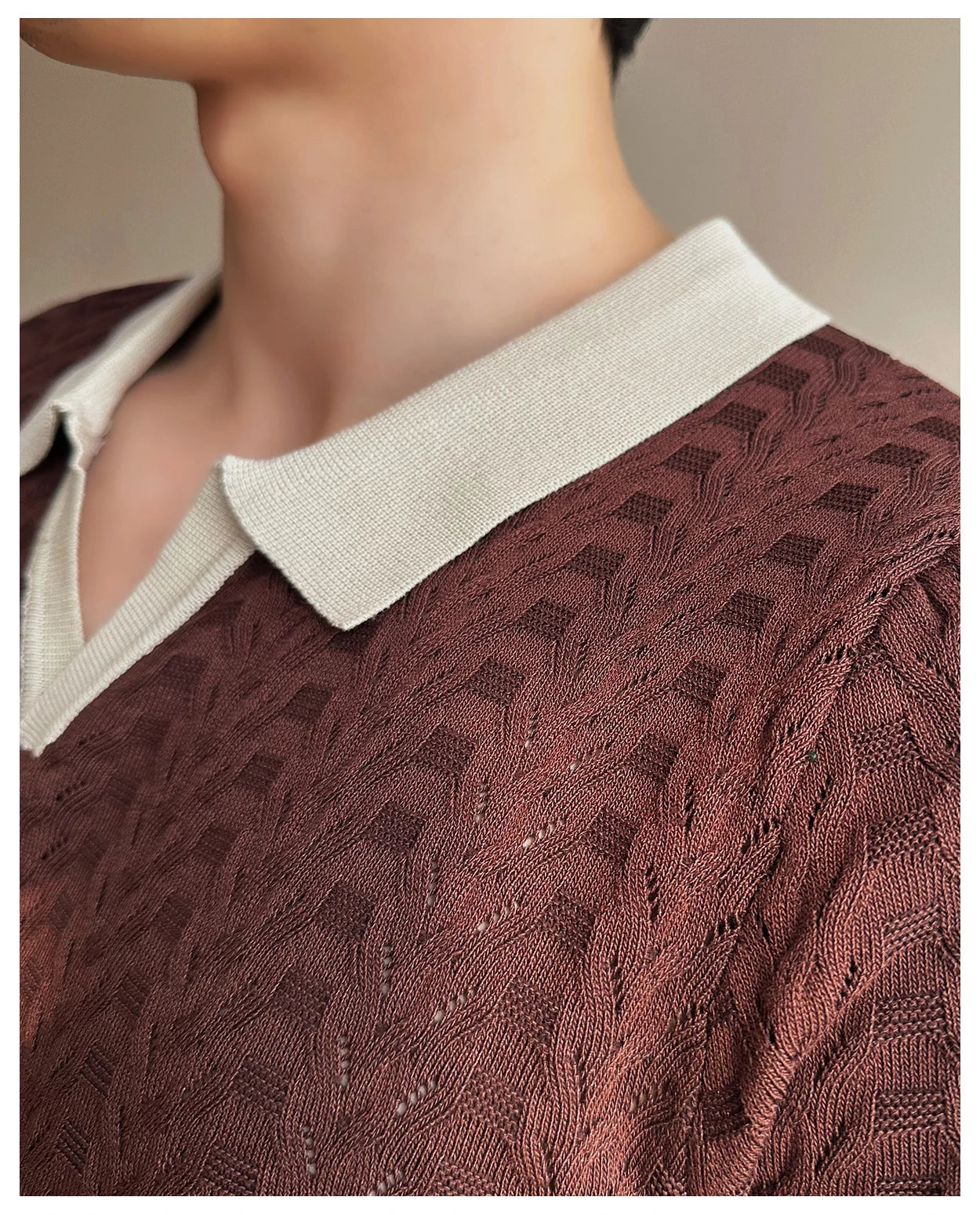 Men's 2025 Summer New Knitwear, Versatile Breathable Hollow Thin Short Sleeve Polo Shirt Fashion Plus Size Shirt Polo Shirt