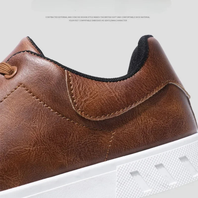 Casual Shoes  British Leather Sneakers Flats Shoes Classic Men Leather Shoes Spring Summer New Trendy All-match Platform