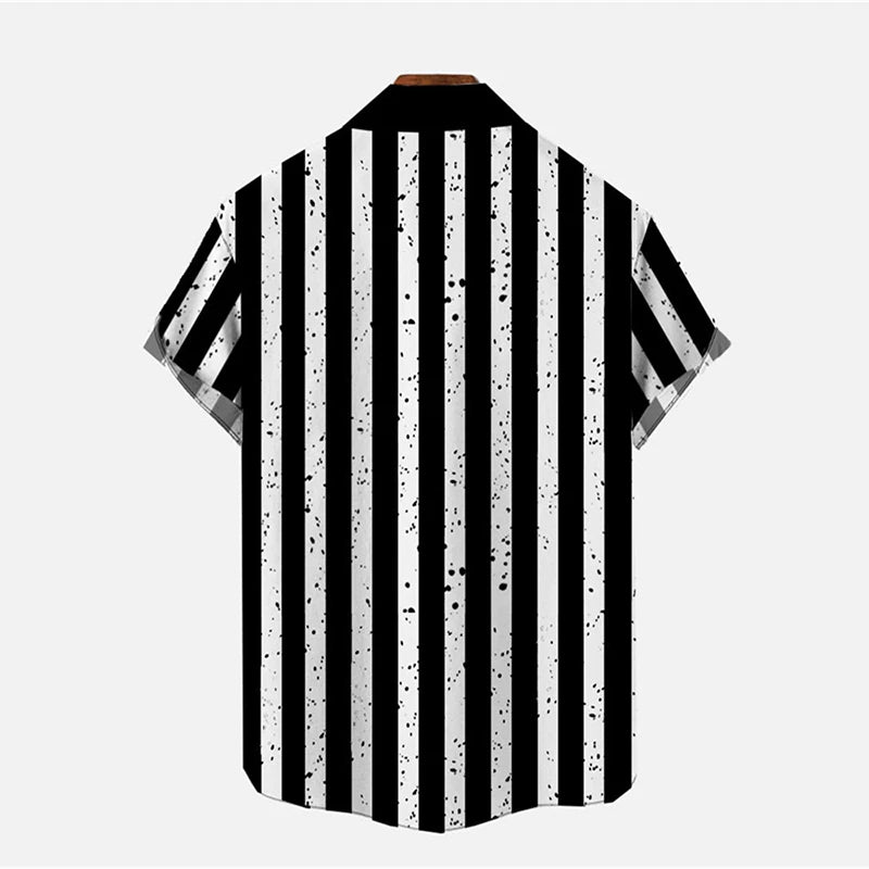 Men's Casual Striped Shirts Men's Cartoon Printed Shirts