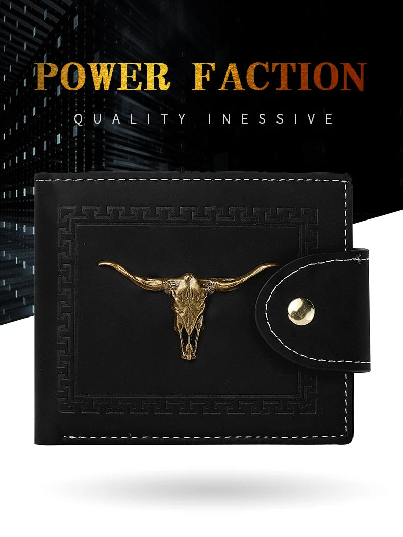 New Men's Wallet Short Multi-Function Multi-Card Slot Metal Bull Label Luxury Wallet Zipper Designer Small Slim Wallet